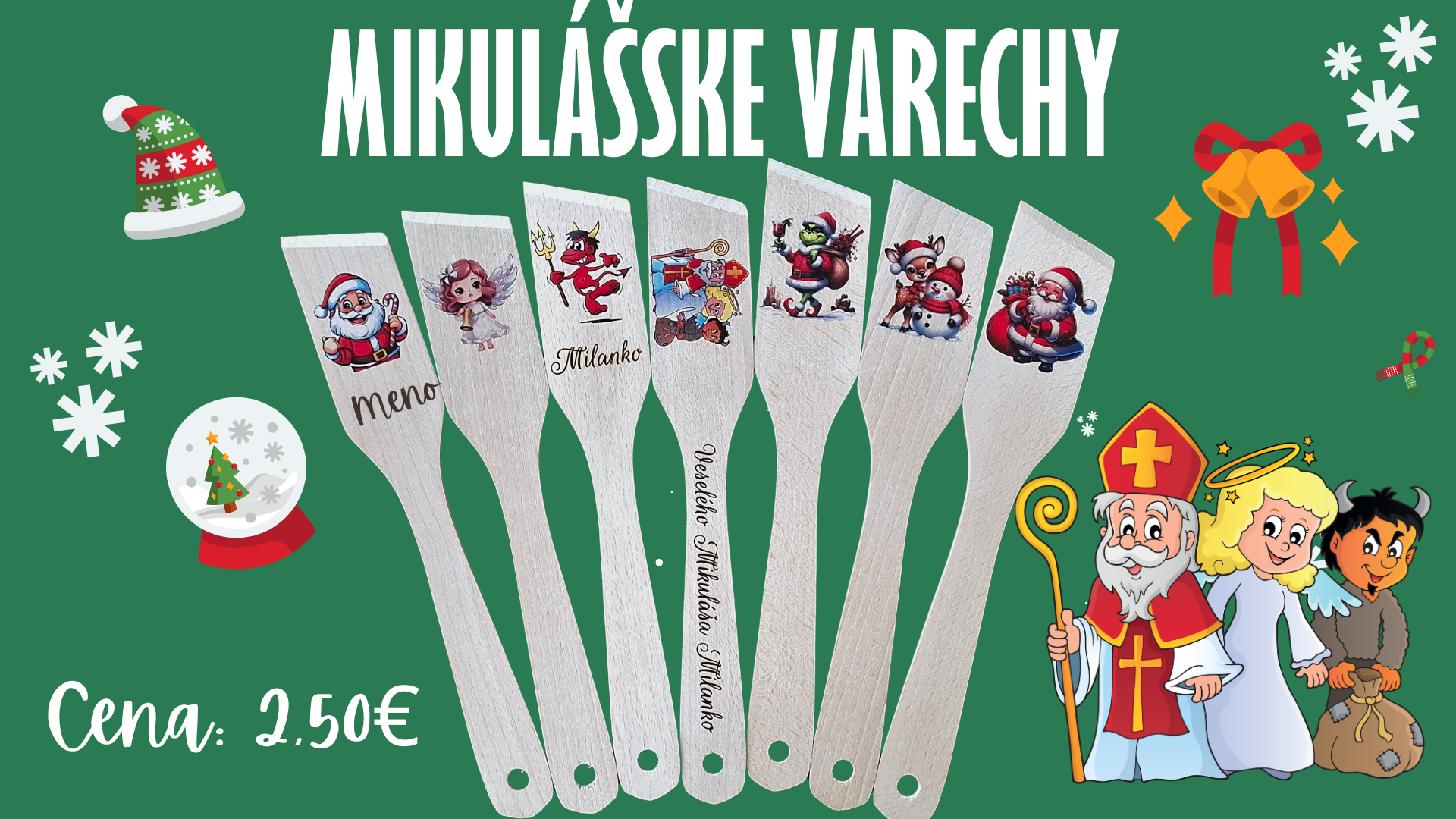 Vianočné Varechy, drevené magnetky, vankúše a iné darčeky