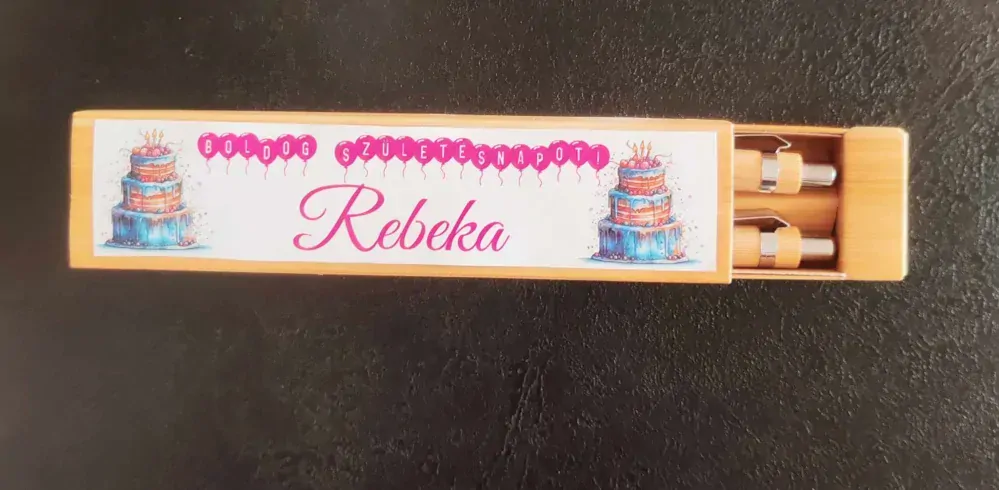 Sada Bambusové pero a pentelka na narodeniny (Modrá farba)