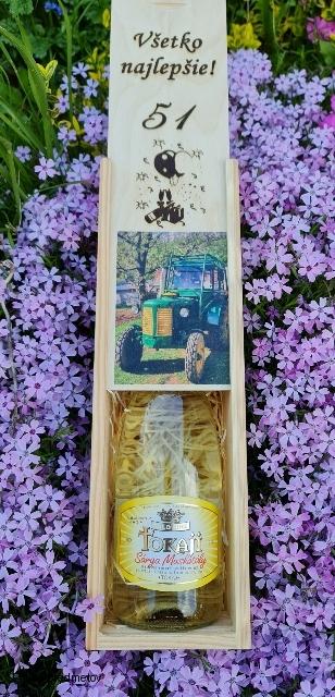 Drevená krabica na  fľašu- Veselé Vianoce - Najlepší dedko