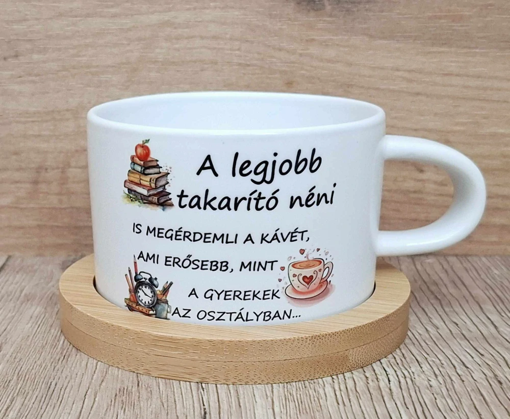 Hrnček Makrónka a legjobb takarító néni is megérdemli a kávét, ami erősebb, mint a gyerekek az osztályba...