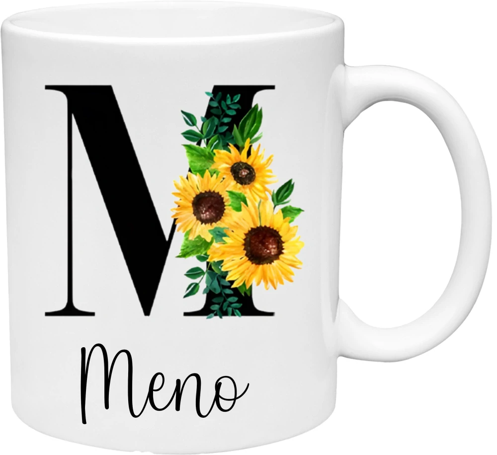 Hrnček Iniciálka slnečnice s vlastným Menom (s krabičkou)