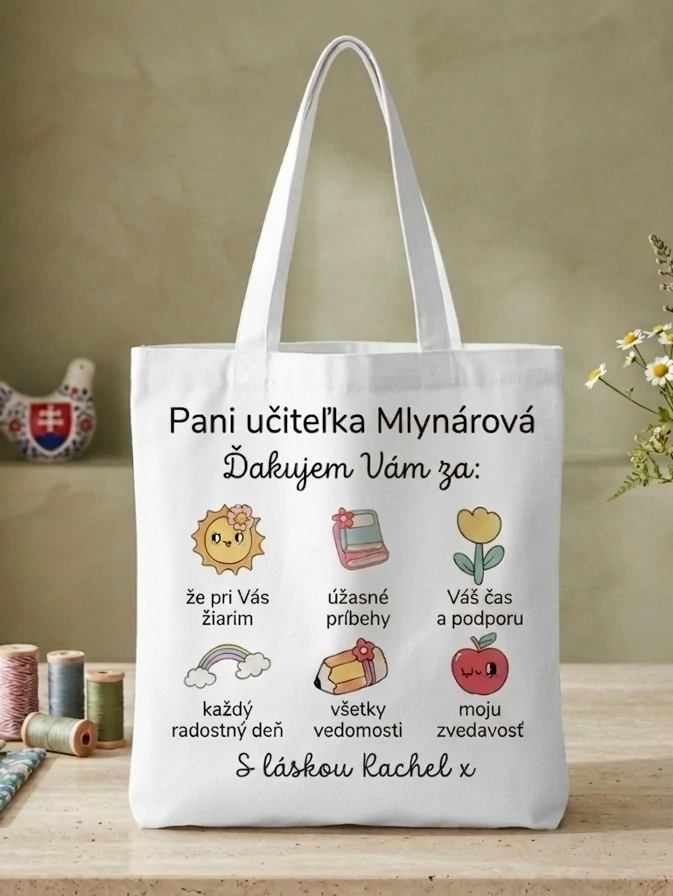 Plátená taška pre pani učiteľku – „Ďakujem Vám za...“