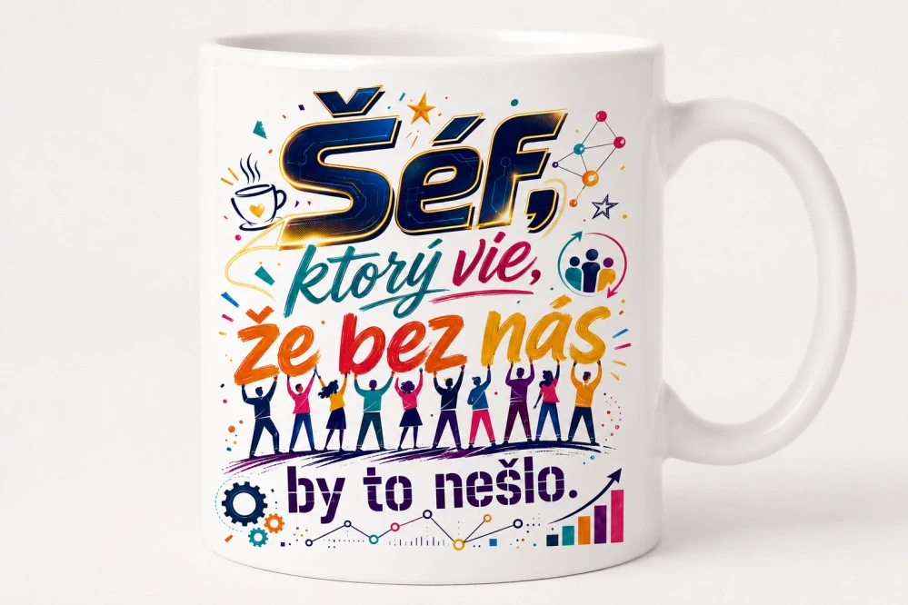 Hrnček pre šéfa – Šéf, ktorý vie, že bez nás by to nešlo (s krabičkou)