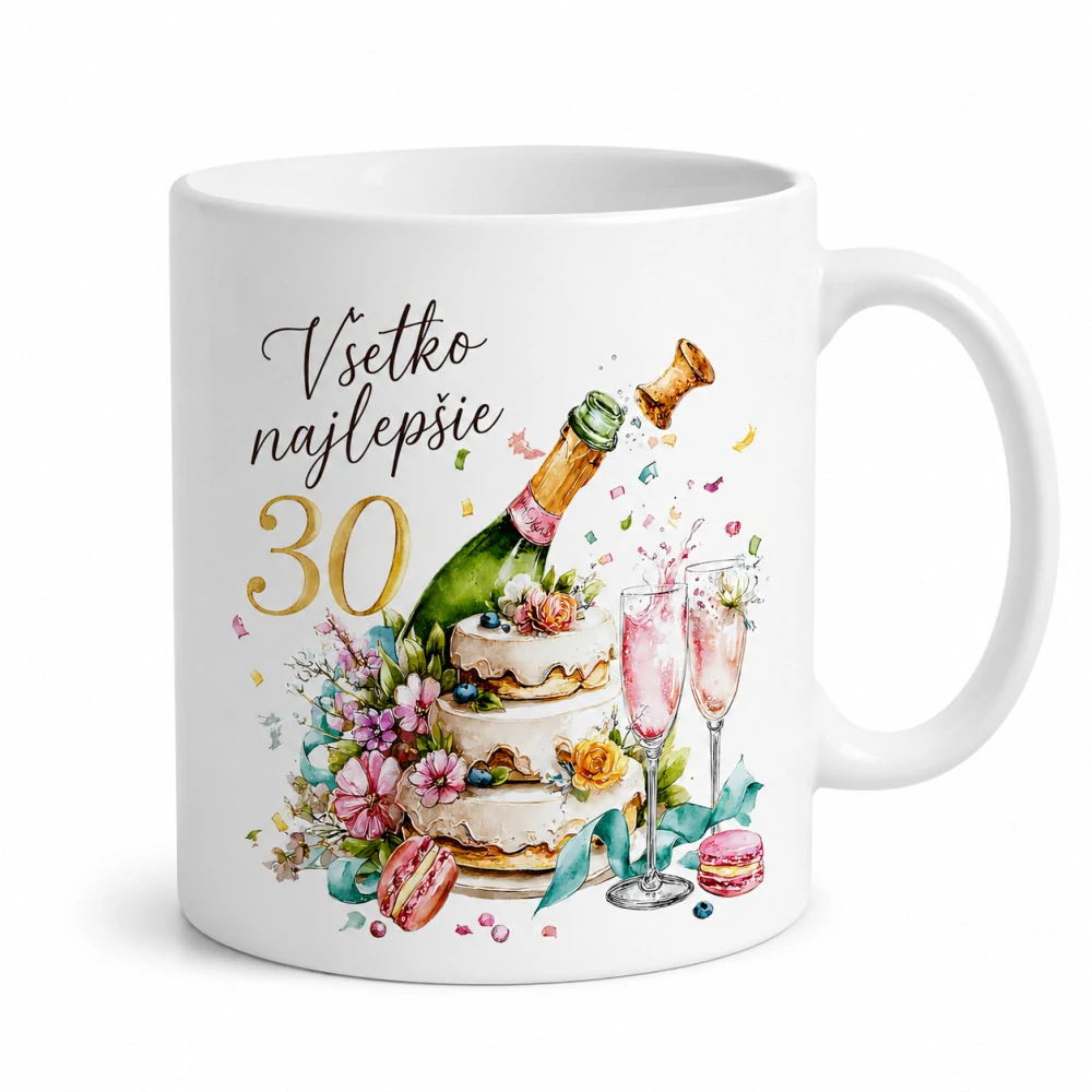 Biely keramický hrnček – Všetko najlepšie 30 (s krabičkou)