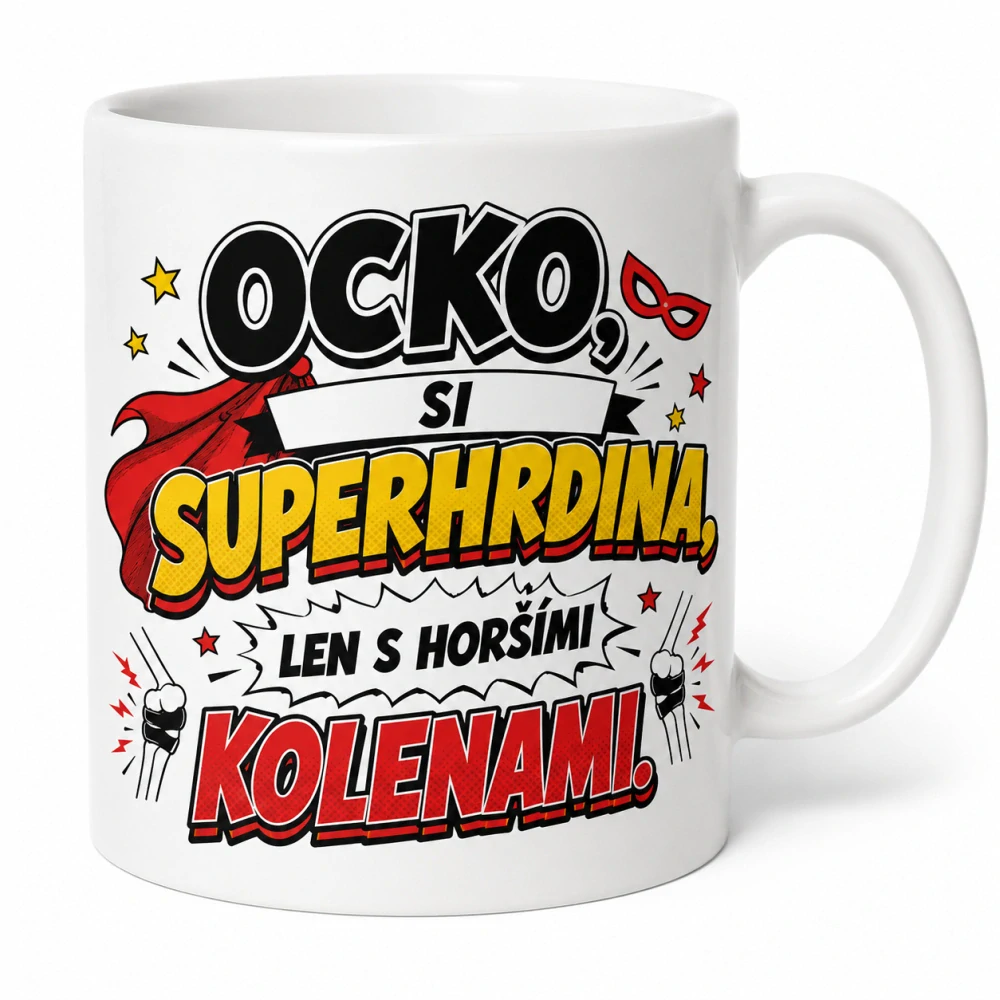 Hrnček - Ocko, si superhrdina, len s horšími kolenami (s krabičkou)