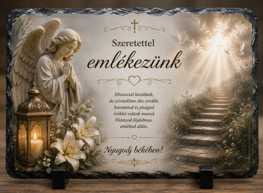 Pamätná tabuľa z prírodného kameňa „Szeretettel emlékezünk“