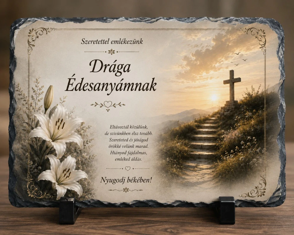 Pamätná tabuľa z prírodného kameňa „Drága Édesanyámnak“