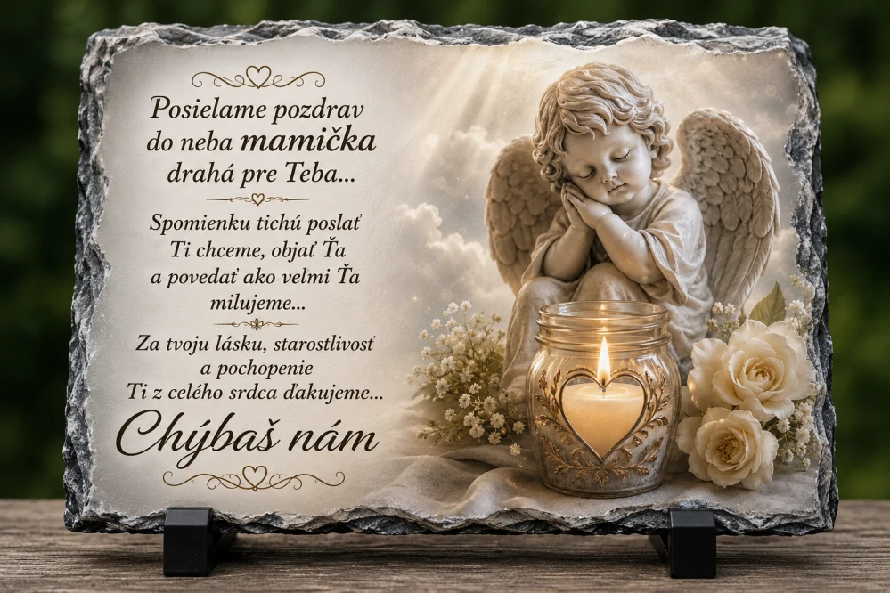 🕊️ Dekoračný prírodný kameň – Mamička, chýbaš nám 2