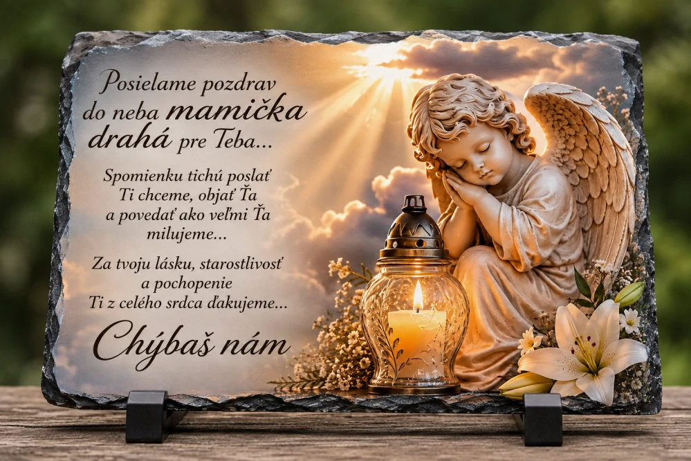 🕊️ Dekoračný prírodný kameň – Mamička, chýbaš nám