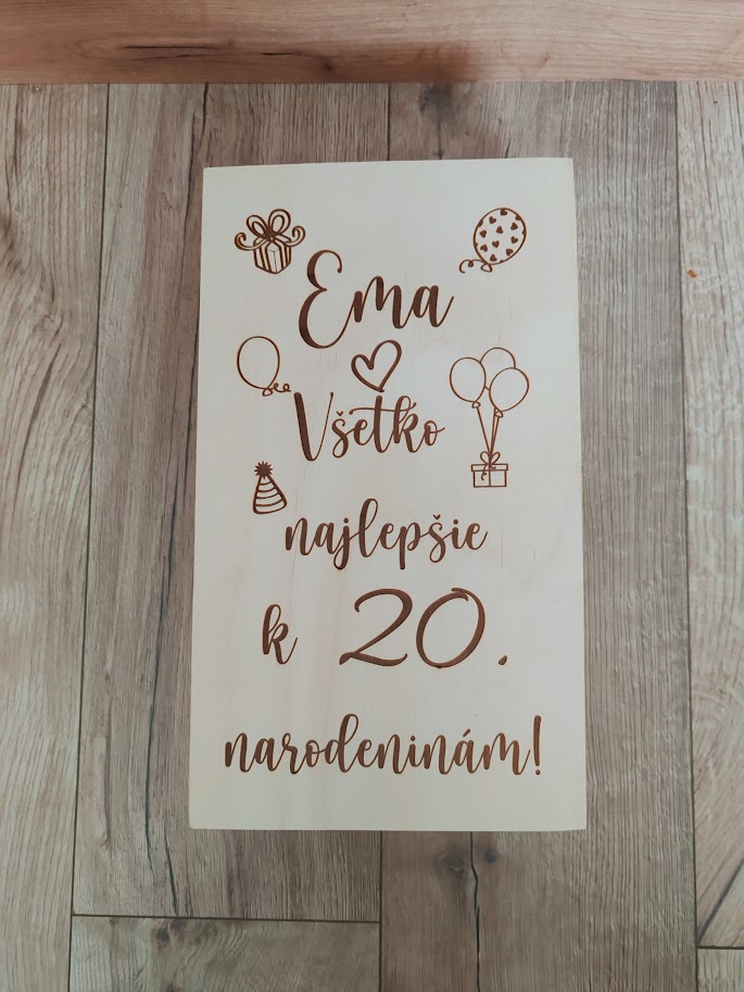 Drevená krabička s dvoma priehradkami na narodeniny
