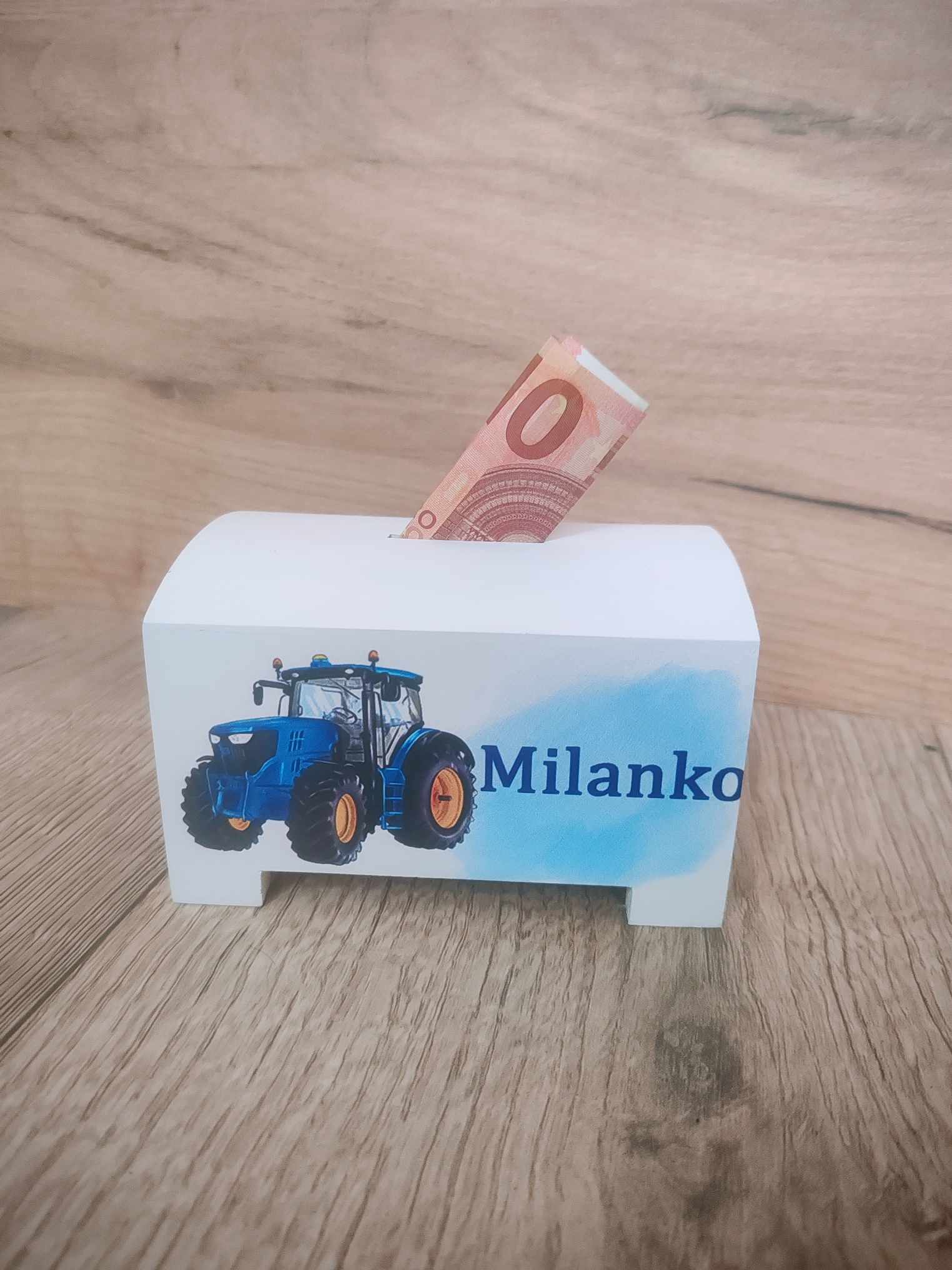 Drevená pokladnička - Traktor