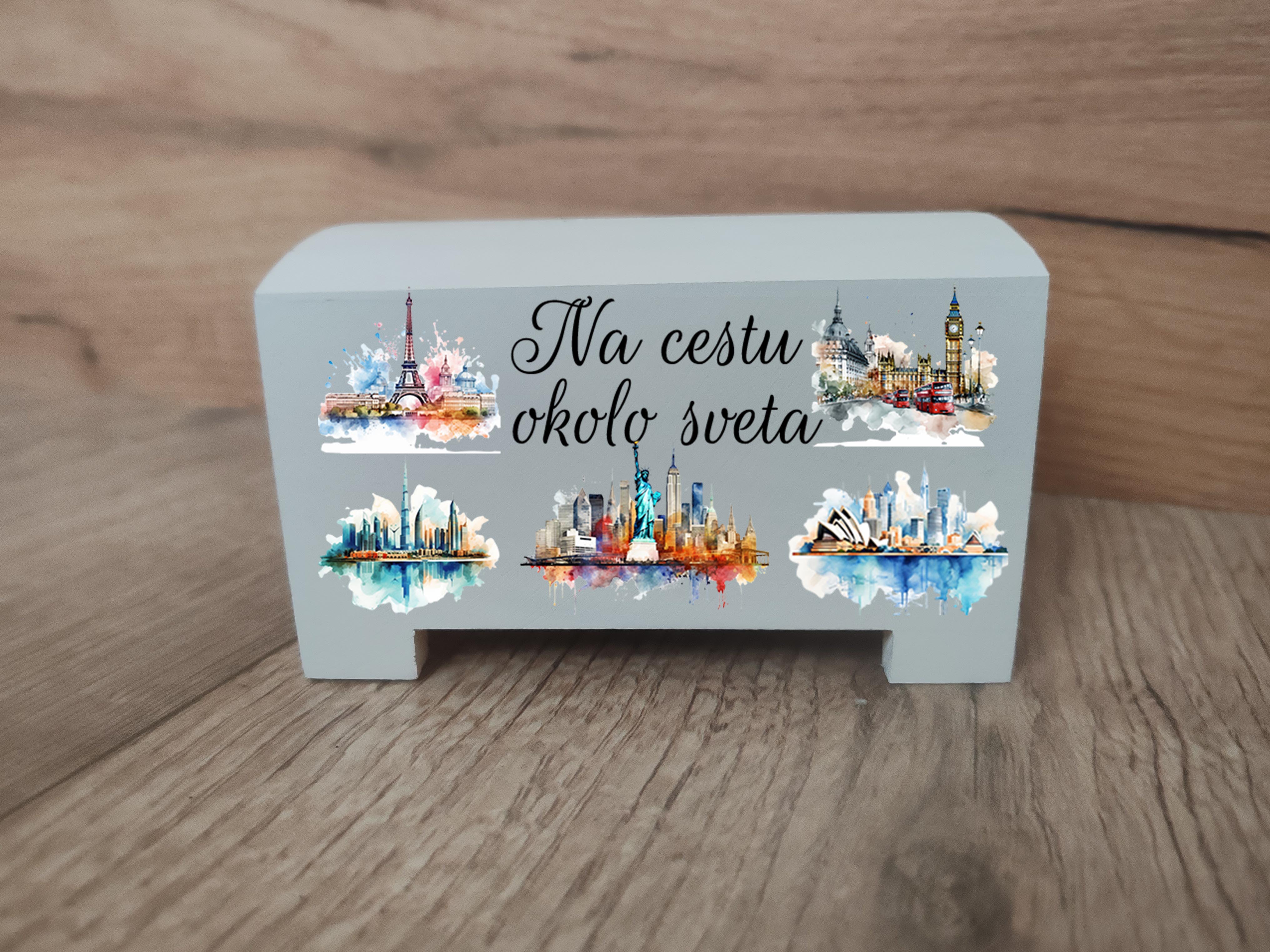 Drevená pokladnička - Na cestu okolo sveta