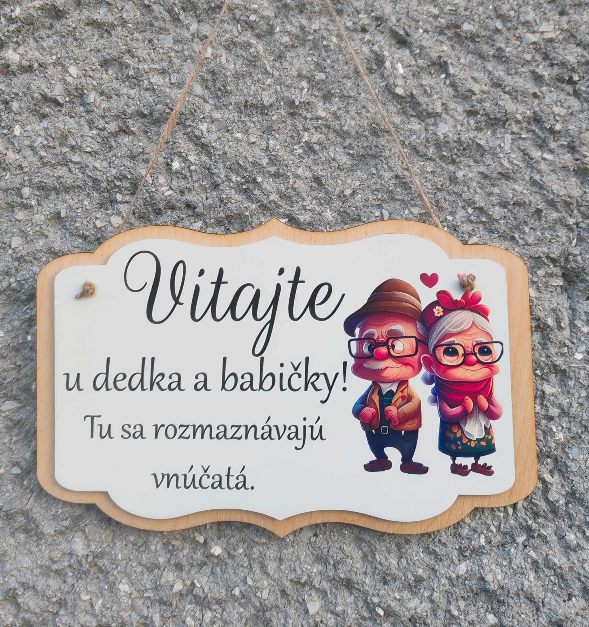 Tabuľa Vitajte u dedka a babičky