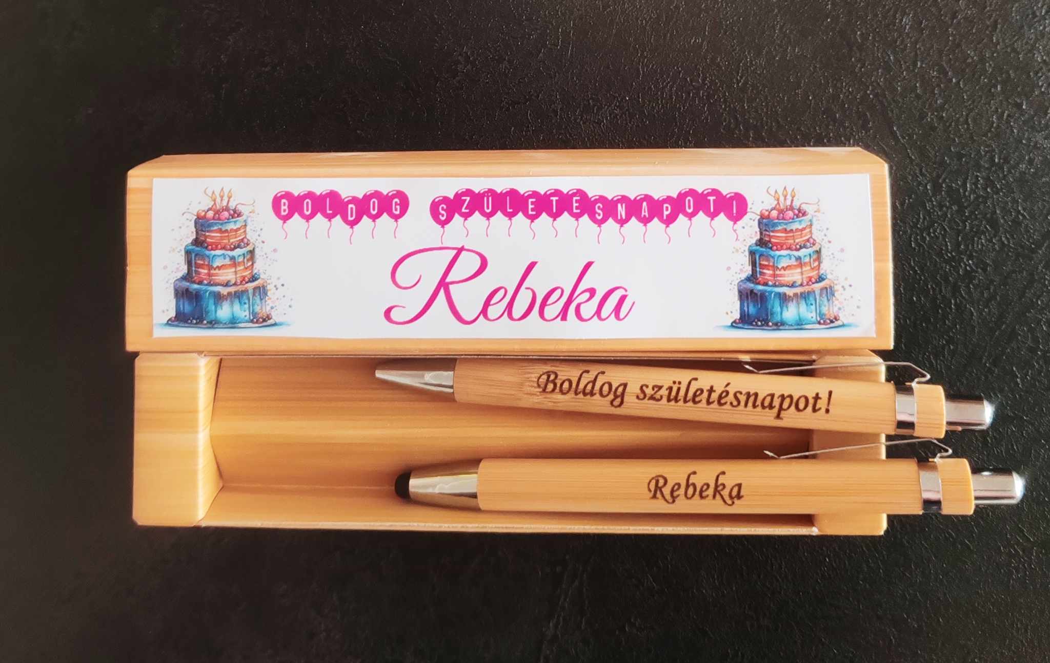 Sada Bambusové pero a pentelka na narodeniny (Ružová farba)