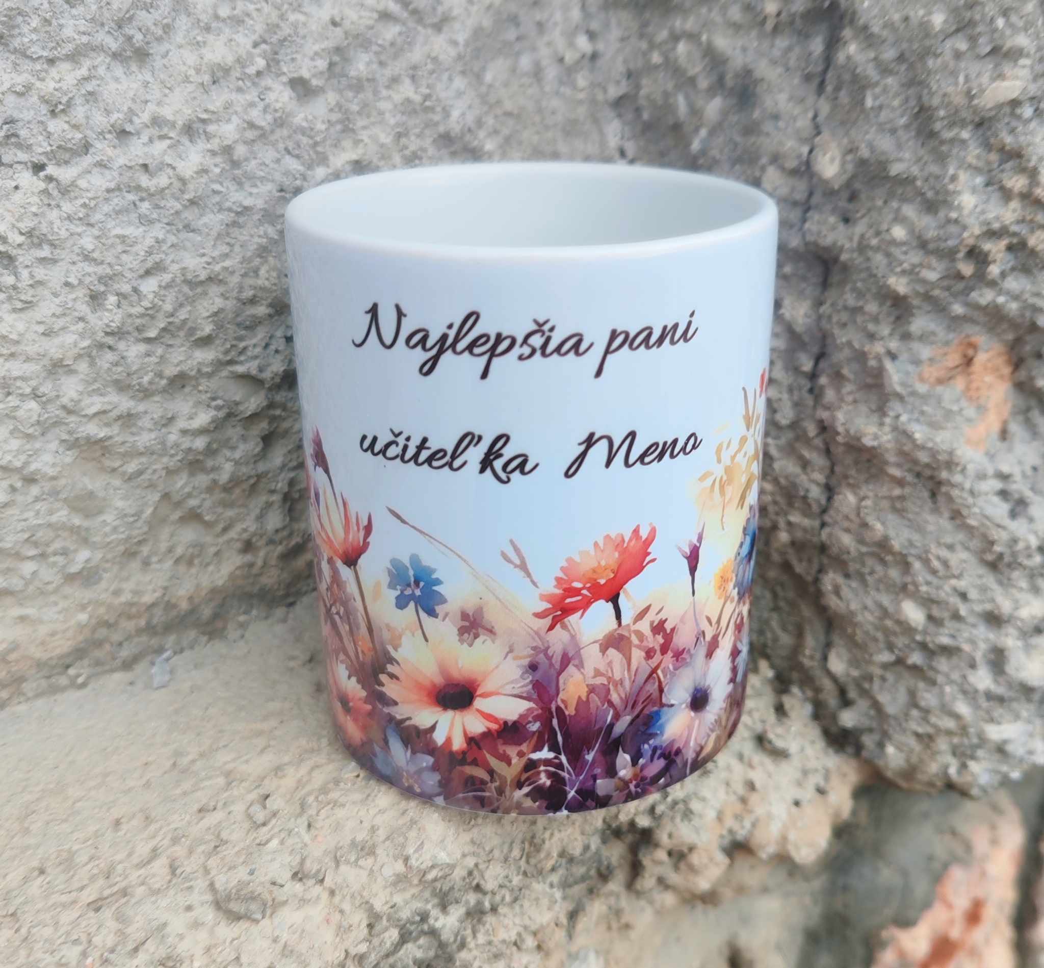 Hrnček Poľné kvety- Najlepšia pani učiteľka (s krabičkou)