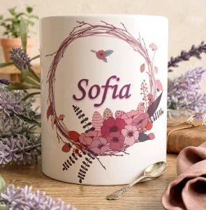 Hrnček s menom Sofia kvety (s krabičkou)