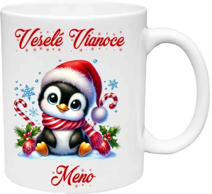 Hrnček  Veselé Vianoce tučniačik 1    (s krabičkou)