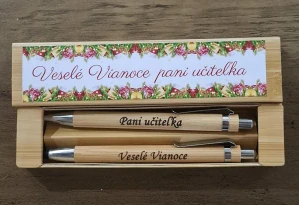 Sada Bambusové pero a pentelka Veselé Vianoce pani učiteľka 