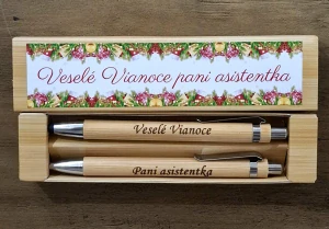 Sada Bambusové pero a pentelka Veselé Vianoce pani asistentka