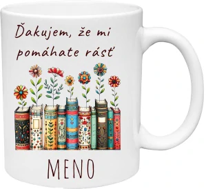 Hrnček knihy - Ďakujem, že mi pomáhate rásť  (s krabičkou)