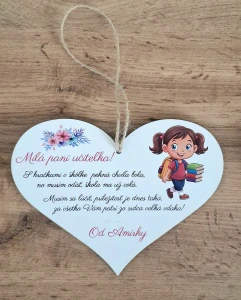 Srdce  s venovaním pre pani učiteľku dievča