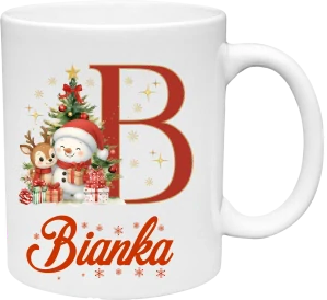 Vianočný hrnček s iniciálkou a menom  (s krabičkou)