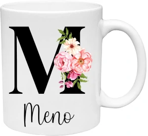 Hrnček Iniciálka kvety s vlastným Menom (s krabičkou)