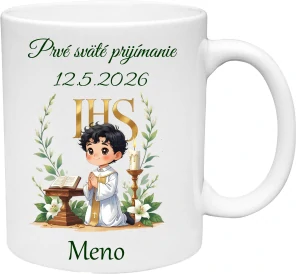 Hrnček Prvé sväté prijímanie chlapec 7 (s krabičkou)