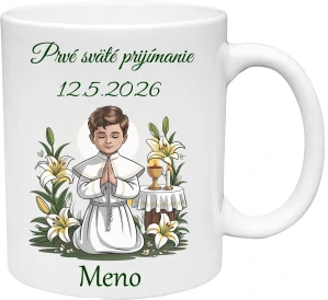 Hrnček Prvé sväté prijímanie chlapec 9 (s krabičkou)