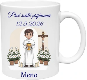 Hrnček Prvé sväté prijímanie chlapec 12 (s krabičkou)