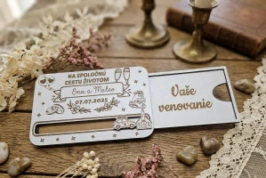 Svadobna Drevená obálka na darovanie peňazí 