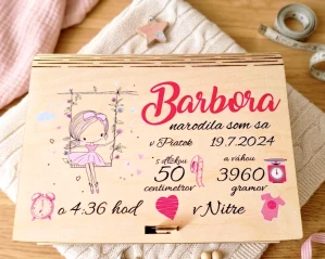Spomienková drevená krabička dieťatka -