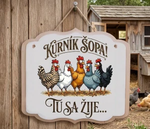 Dekoračná tabuľka: "Kurník Šopa! Tu sa žije..."