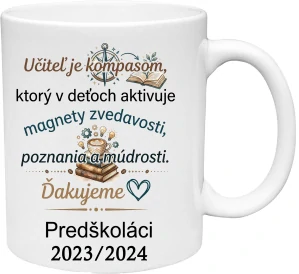 Keramický hrnček – „Učiteľ je kompasom...“ (s krabičkou)