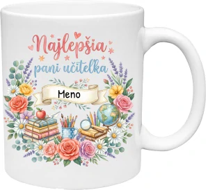 Keramický hrnček – Najlepšia pani učiteľka (s krabičkou)