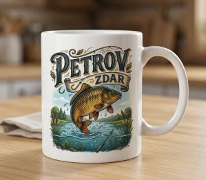Keramický hrnček s motívom Kapra "Petrov zdar" (s krabičkou)