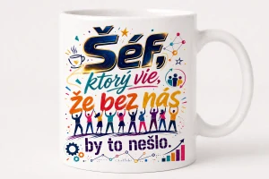 Hrnček pre šéfa – Šéf, ktorý vie, že bez nás by to nešlo (s krabičkou)