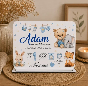 Personalizovaná tabuľka pre novorodencov 👶 (chlapec)