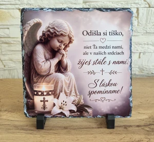 Dekoračná kamenina / Pamätná tabuľka z prírodnej bridlice – Odišla si tíško