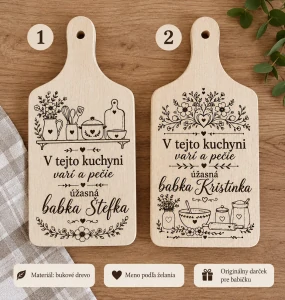 Bukový lopárik pre babičku s menom podľa želania
