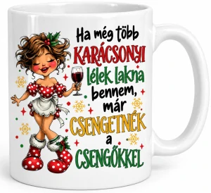 Vtipný vianočný hrnček pre ženu – Karácsonyi hangulat 🎄🍷 (s krabičkou)