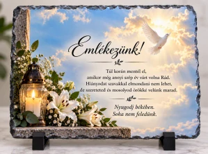 🕊️ Dekoračný kameň s holubicou – Emlékezünk!