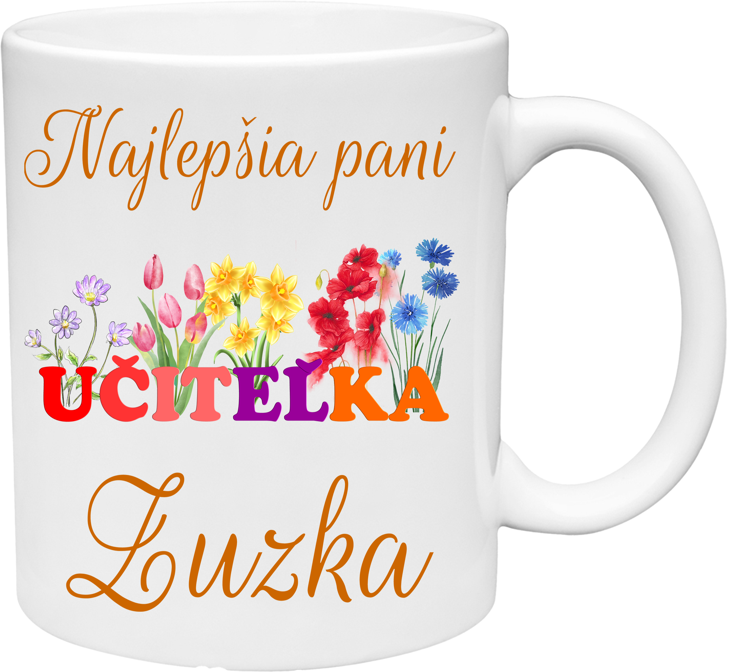 Hrnček najlepšia pani učiteľka kvietky (s krabičkou)