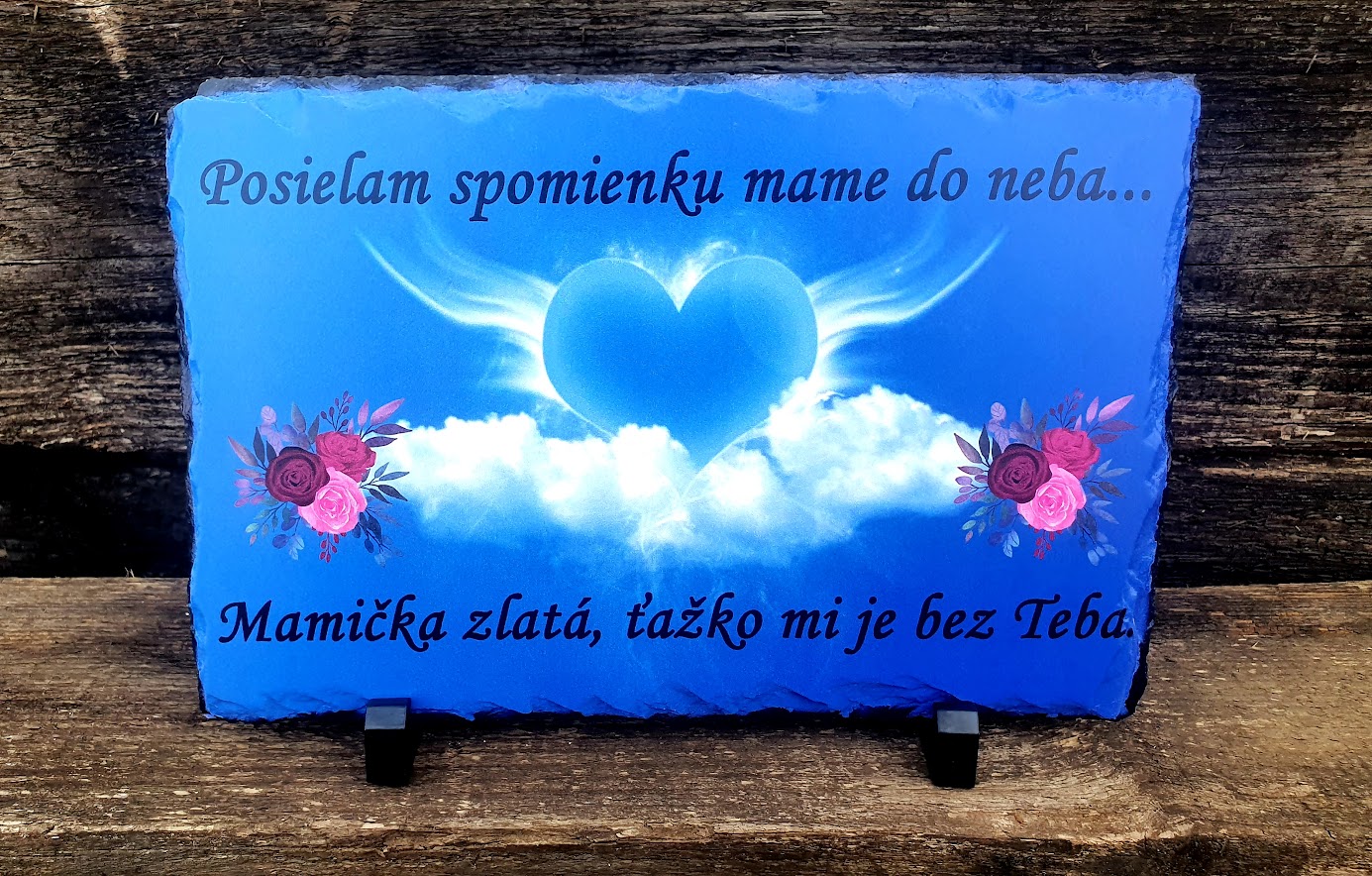 Dekoračný prírodný kameň na hrob Posielam spomienku.