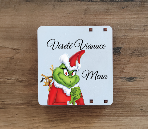 Drevená krabička na darovanie peňazí - grinch
