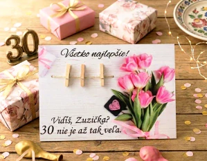 Drevená tabuľa Vidíš, ... nie je až tak veľa. kytica tulipánov