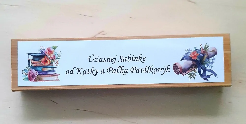 Sada Bambusové pero a pentelka k úspešnému ukončeniu štúdia (Modrá farba)