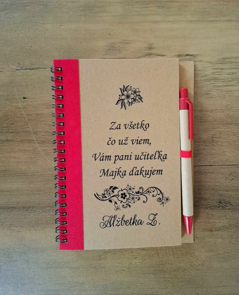 Poznámkový blok Za všetko čo už viem, Vám pani učiteľka Meno ďakujem