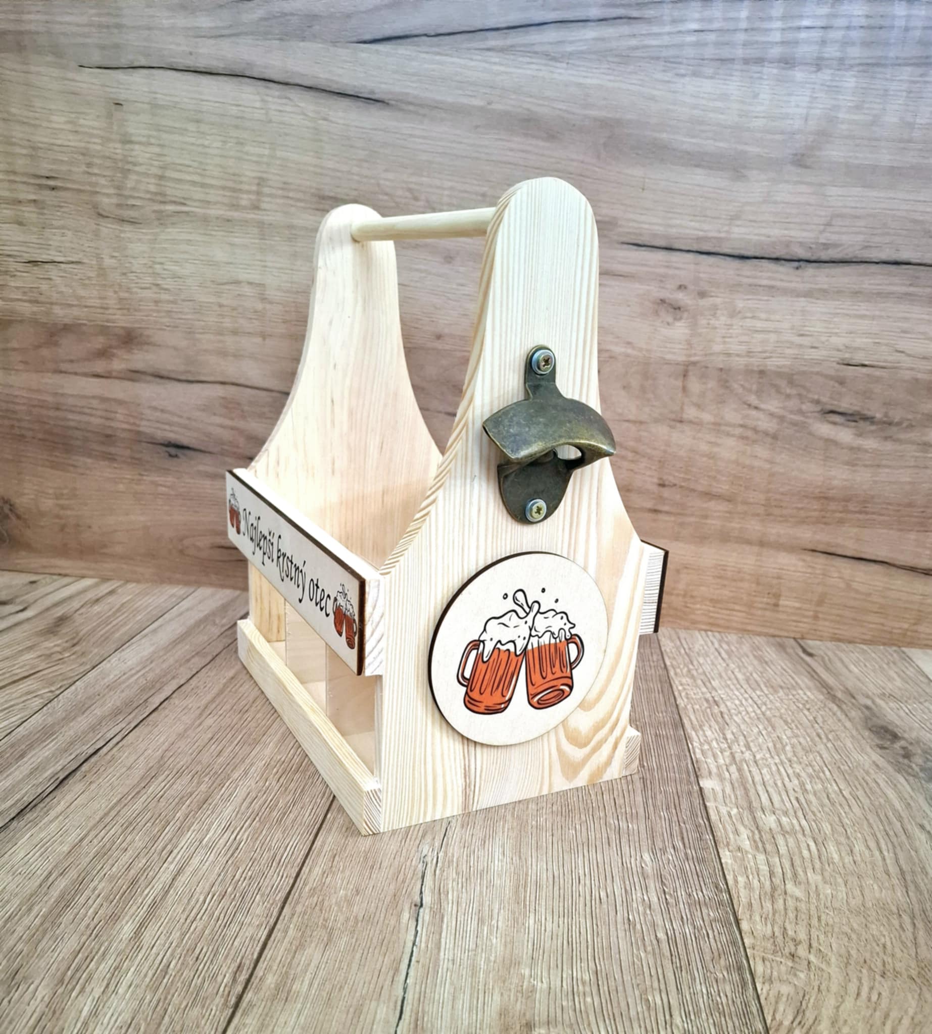 Drevená prepravka na fľašu Najlepší krstný otec