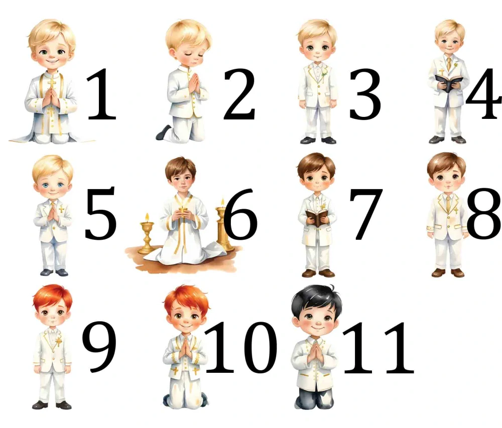 Drevený fotorám pamiatka na prvé sväté prijímanie chlapec